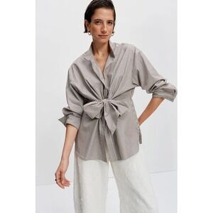 NWT Wiggy Kit The Booker Shirt in Brown & White Stripe Size Small